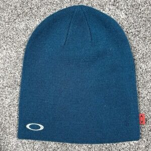 Vintage Oakley Beanie Ski Hat Aqua Blue Skull Cap Knit Software Y2K Gorpcore 90s